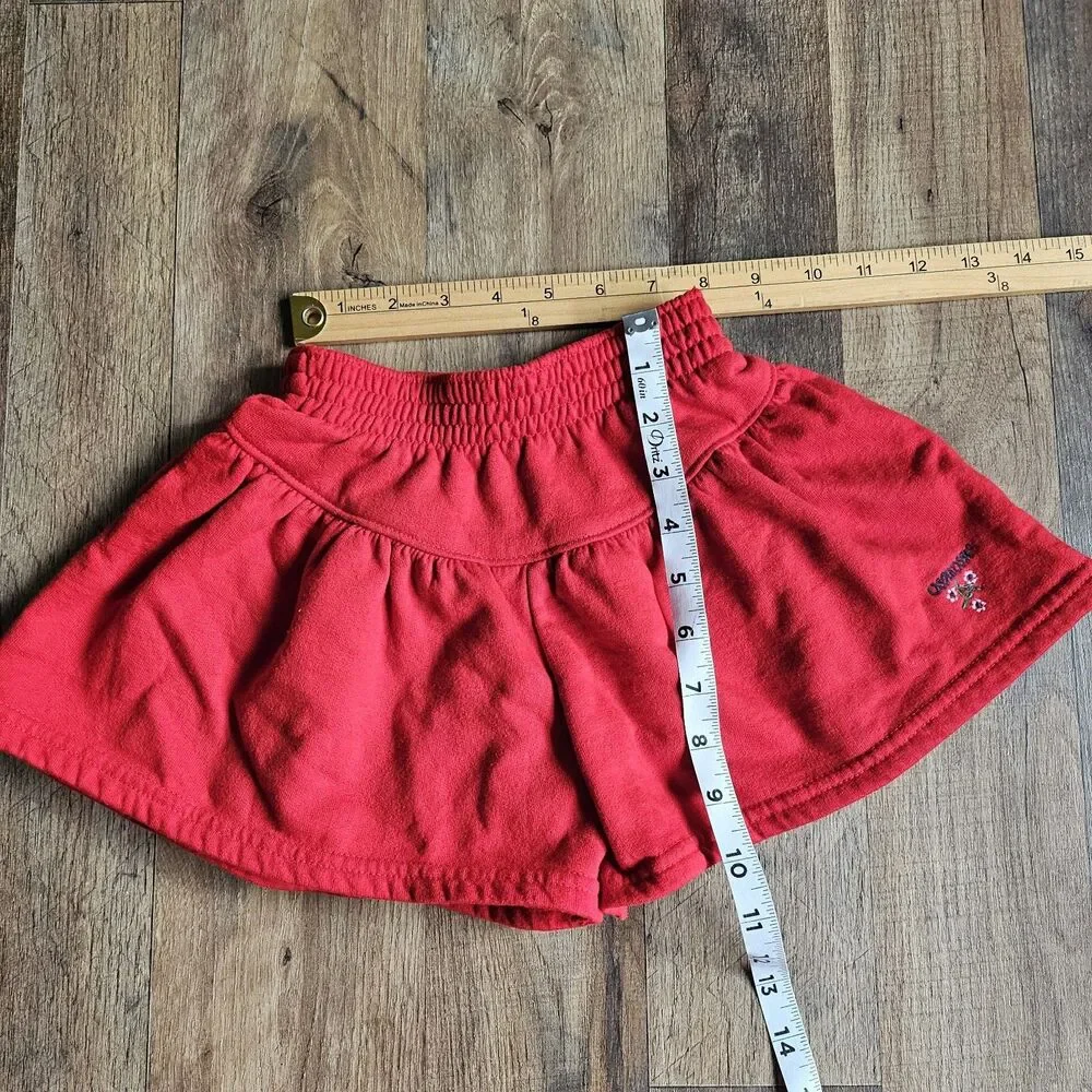 Vintage OshKosh B'gosh Red Fleece Skort Shorts Bloomer Kidcore Coquette 2T